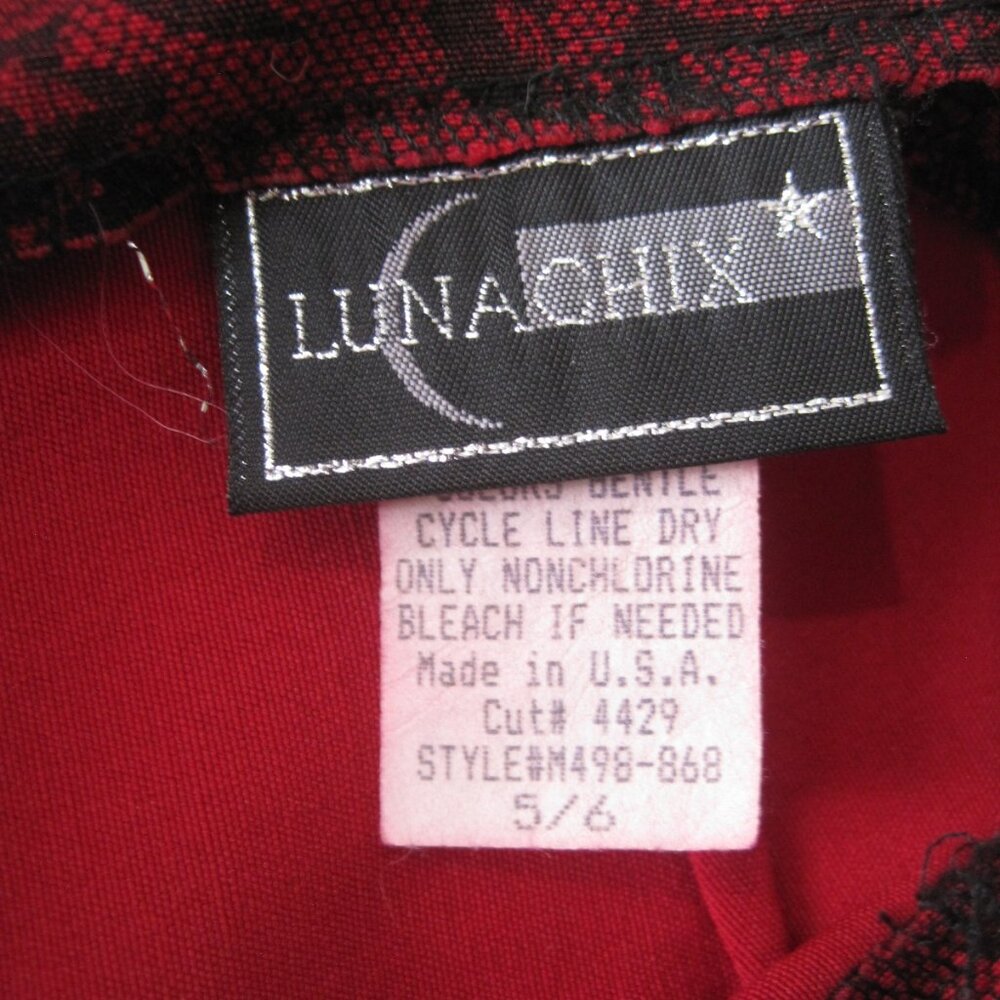 Luna Chix Women's Size 5/6 Red & Black Floral Vintage Bootcut Flare Rayon Pants - Picture 5 of 6
